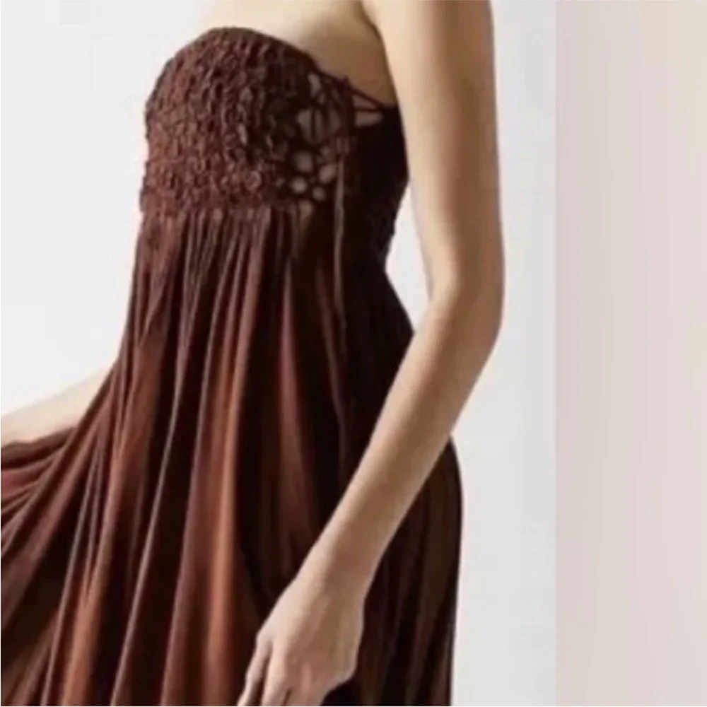 Free People NWT Flowy Strapless Smocked Bust Ties
Handkerchief Hem Maxi Dress - Picture 6 of 11